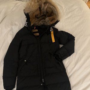 PARAJUMPERS WOMEN'S LONG BEAR DOWN JACKET PARKA COAT FUR BLACK SIZE med slim fit